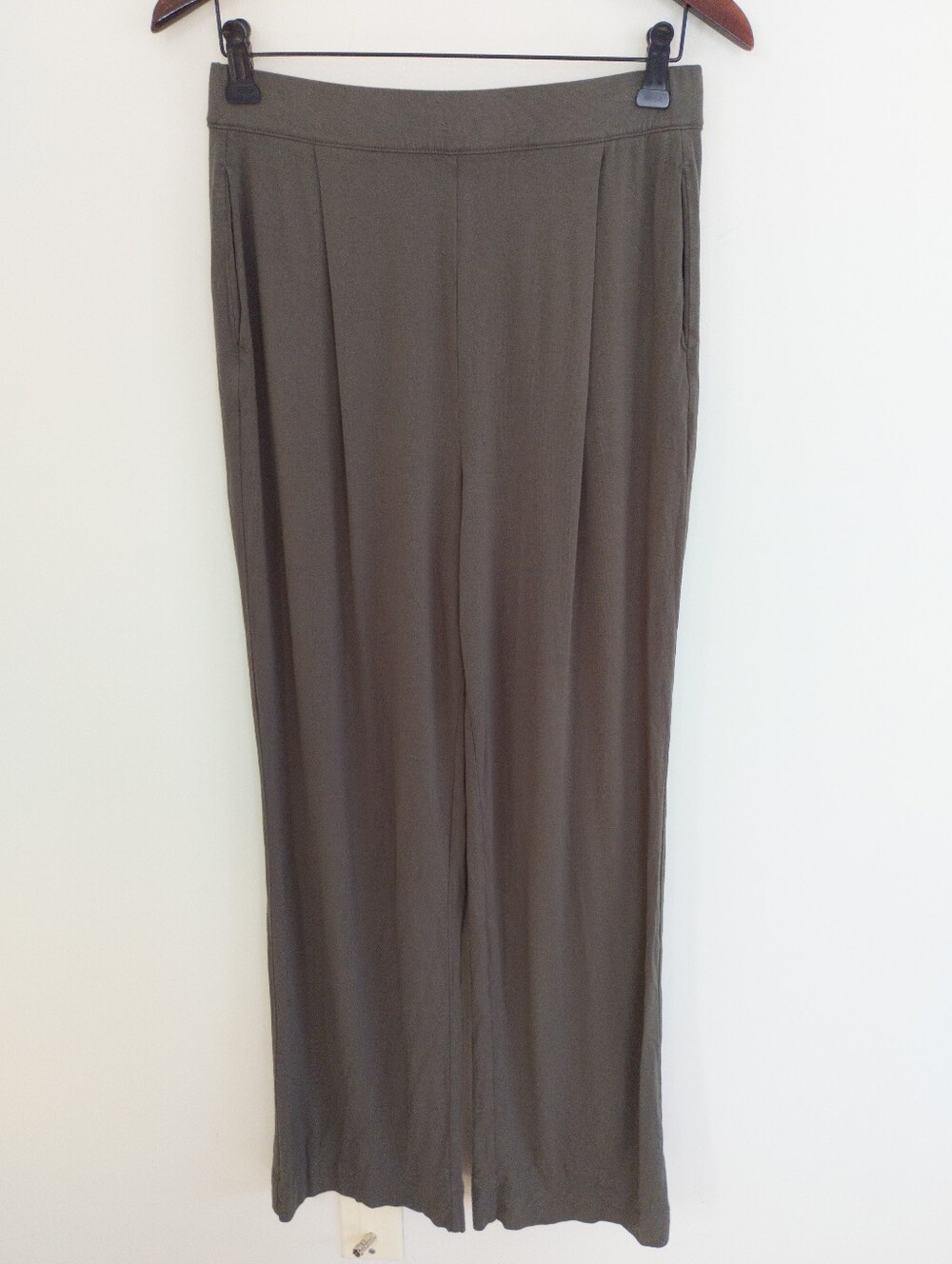 TKEES Olive Green Viscose Elastic Knit Wide Leg Lounge Pants Size Medium